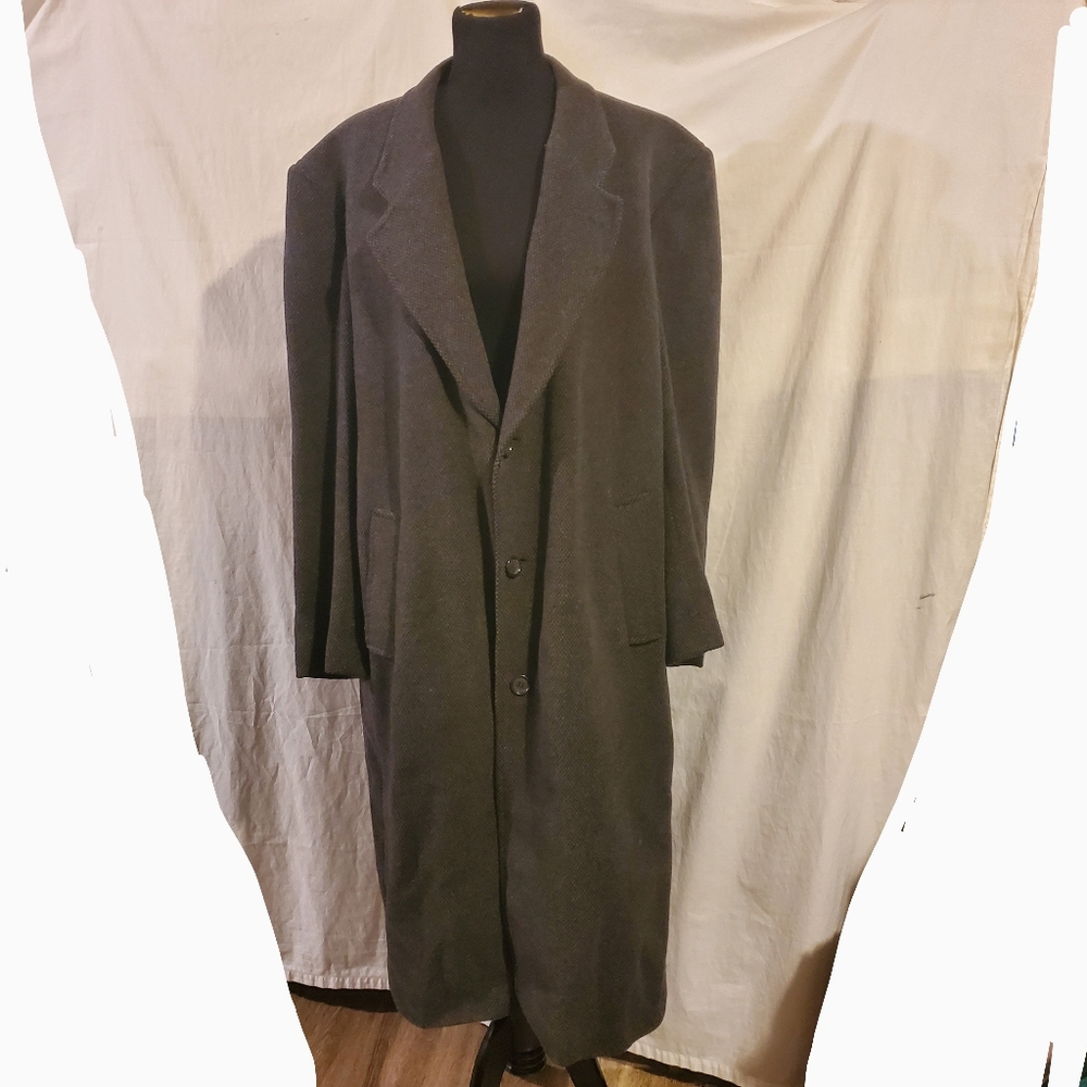 Vintage Kasper Men's Cashmere Wool Blend Over Coat 36R